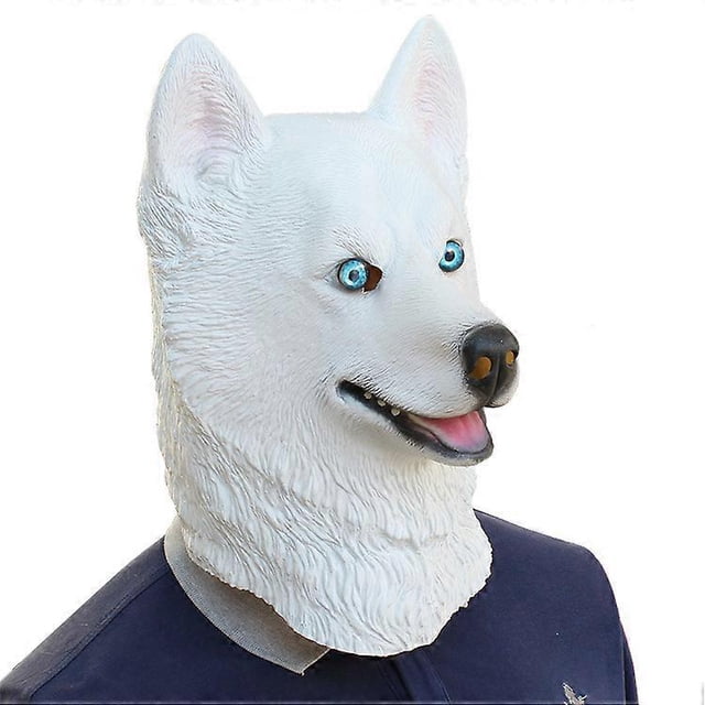 Halloween Mask, Husky Dog Latex Animal Head Mask Novelty Costume Rubber Masks, Halloween carnival party tricky funny cos mask dog pet dog latex mask (
