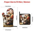 thumbnail image 2 of Naloa Rose Floral Skull Oven Mitts and Pot Holders 4 pcs Set, Cooking Baking Grilling Kitchen Oven Glove for Cooking, 2 of 6