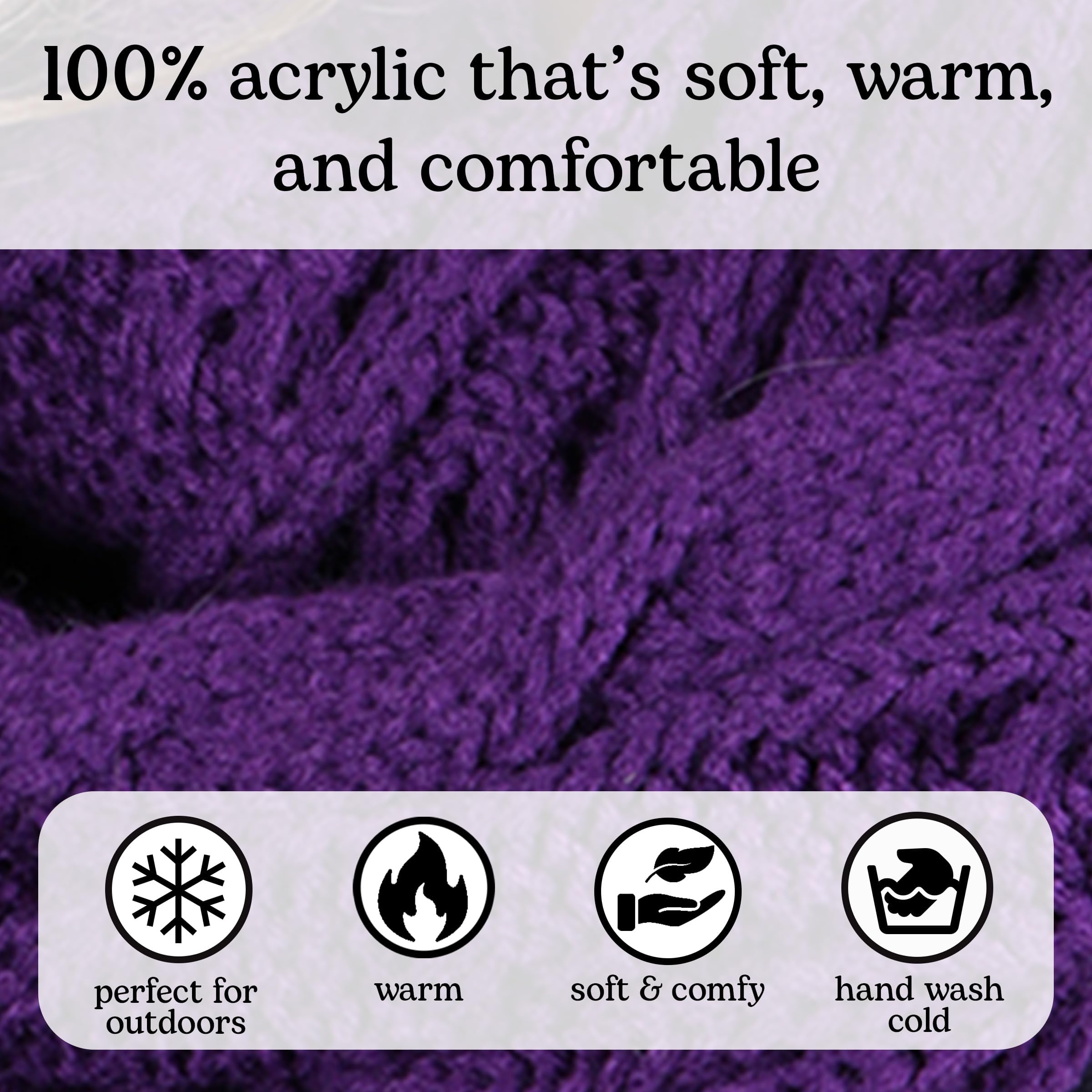 Funky Junque Skull Cap Beanie for Women - Womens Winter Hat Knit Slouch Style, Warm, Soft Unisex Cold Weather Mens Beanies - Purple