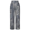 thumbnail image 4 of Pantalones de algodón sueltos con bolsillos de cuerpo entero estampados de ocio cómodo para mujer a la moda Pompotops ulkah940293, 4 of 8
