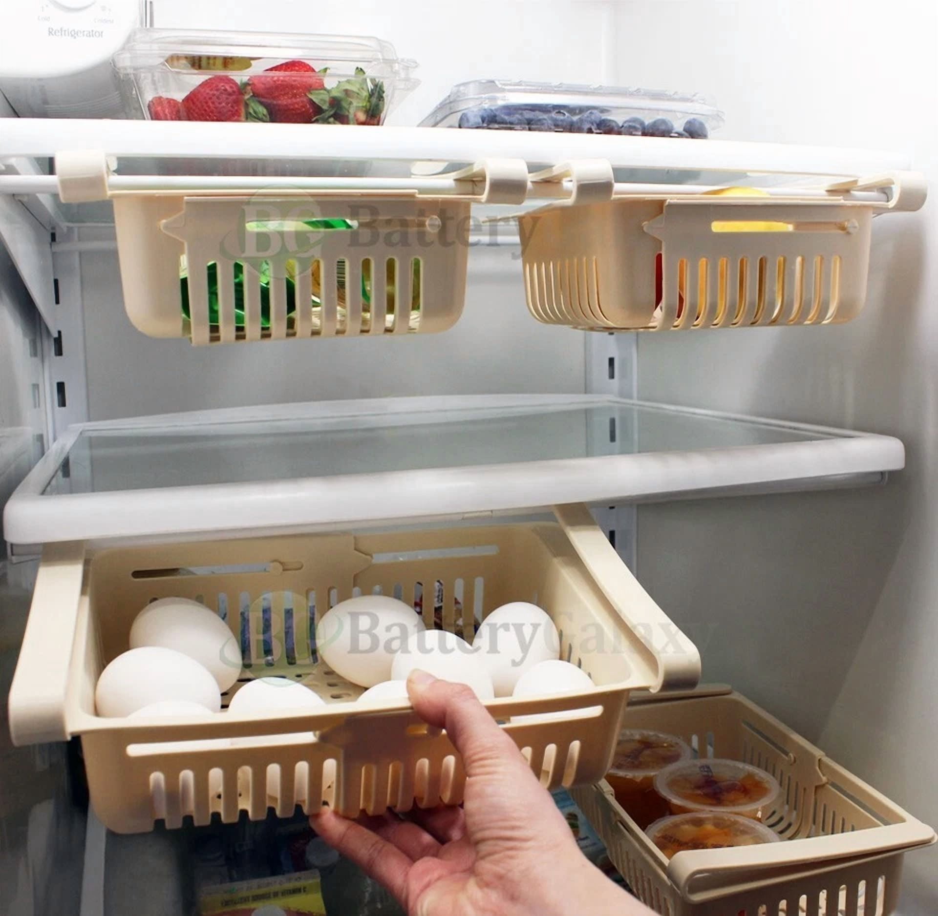 KLYNE - 3X Refrigerator Storage Fridge Food Egg Box Rack Drawer Shelf Kitchen Organizer