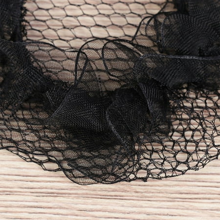 

5pcs Elastic Hair Snood Ruffles Hair Nets Heardresses for Ballet Dance Performance (Black)
