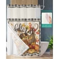 thumbnail image 2 of No Hook Shower Curtain with Snap in Liner, Fall Thanksgiving Day Pumpkins Squirrel Black Buffalo Plaid Shower Curtains for Bathroom, Washable Shower Curtain Liner Set with Mesh Top Window, 72"x84", 2 of 6