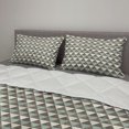 thumbnail image 2 of Geometric Comforter & Sham Bedding Set, Triangles Pattern Diagonal Blanket Cubism Textured Graphic, 3 pcs Duvet Set Microfiber Filling Quilt, 5 Sizes, Almond Green Dimgray, by Ambesonne, 2 of 4