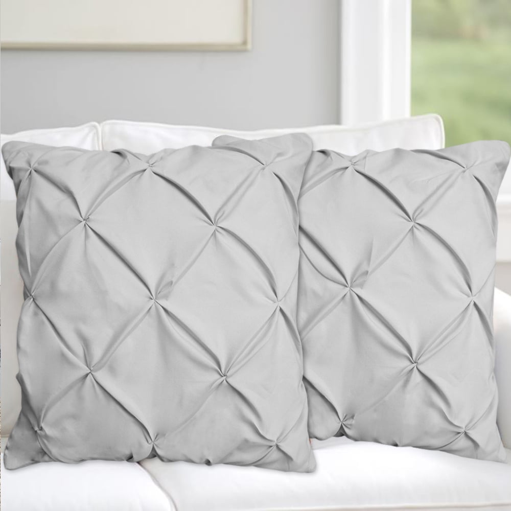 Hudson Pinch Pleat Pintuck Decorative Throw Pillow 18" x 18" Set of 2 Six Colors