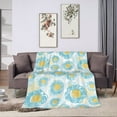 thumbnail image 6 of ZNDUO Lightweight Microfiber Bed Blanket, Blue Abstract Floral Doodle Pattern Super Soft Flannel Cozy Throw Blankets, 80"x60", 6 of 8