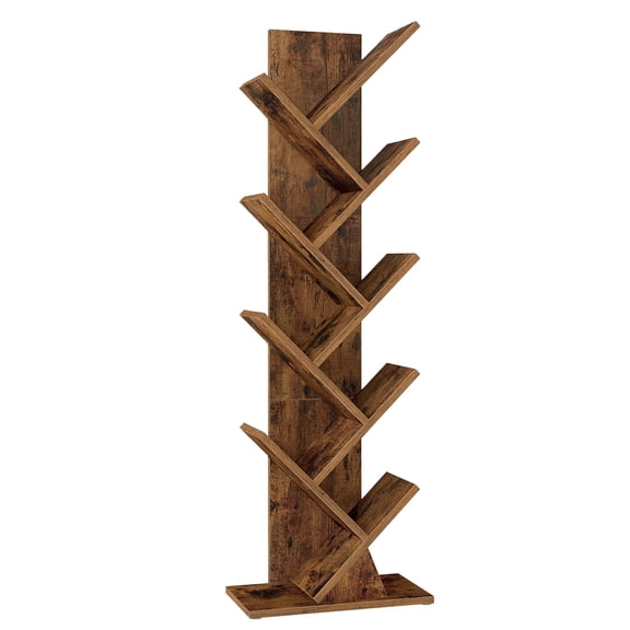 VASAGLE CUSTOS Collection - Tree Bookshelf, Modern Bookcase, Floor Standing Book Shelf, 7.9 x 15 x 45.4 Inches, Rustic Brown