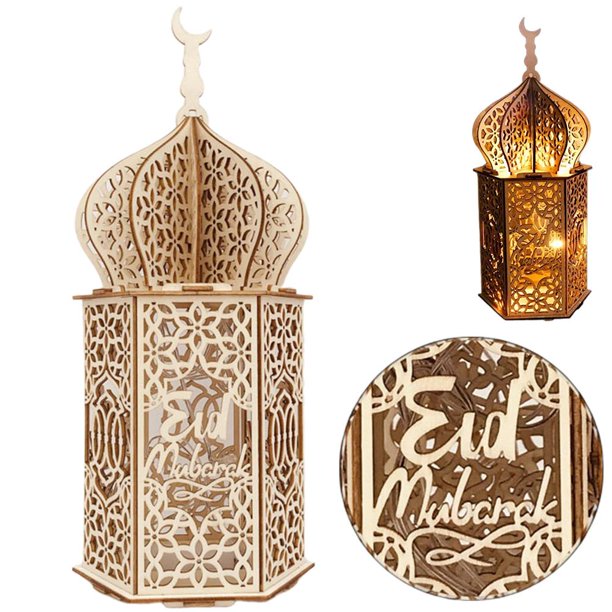 Desktop Adornos De Madera Madera Ramadan Mubarak Night Light Decoración Del Hogar Para El Jardín Dormitorio Eid Monstrate HA041676-01