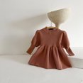 thumbnail image 4 of Flower Girl Dress,Toddler Baby Girl Knit Sweater Dress Kids Long Sleeve Casual Party Dresses,Winter Outfit Top, Seasonal Clothing,Toddler Girl Dress,Brown,18-24 Months, 4 of 5