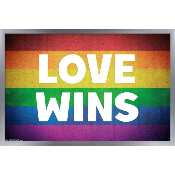 Love Wins Wall Poster, 14.725" x 22.375", Framed
