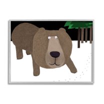 Stupell Industries Happy Winter Bear Paw Prints Graphic Art Gray Framed Art Print Wall Art, Design by Carla Daly