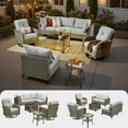 thumbnail image 5 of Ovios 8 Pieces Patio Furniture Outdoor Conversation Set Rattan Wicker Outside Sectional Sofa with Swivel Chairs & Solar Light Table, Gray, 5 of 9