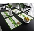 thumbnail image 3 of St. Patrick''s Day Lucky Clover Indoor Placemats Set of 6, Green Shamrock, Non-Slip/Wipe Clean Linen Dining Table Mat Set, Heat-Resistant Table Liner For Holiday/Party/Outdoor, Table Decoration, 3 of 6