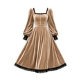 thumbnail image 4 of Halloween Gothic Dresses for Women Fall Winter Square Neck Lace Slim Velvet Dress Elegant Vintage Gothic Party Outfit, 4 of 4