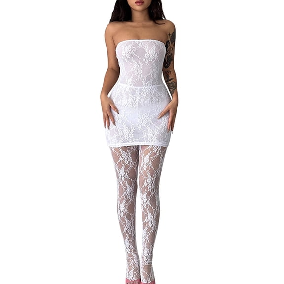 HXWCHs 2024 Women's Sisters Style Lace Trim Wrap Top and Bodycon Mini Skirt Suit Set with Socks M White