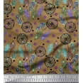 thumbnail image 1 of Soimoi Velvet Fabric Eye,Dot & Peacock Feather Printed Fabric 1 Yard 58 Inch Wide, 1 of 1