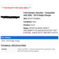 thumbnail image 2 of Front Bumper Absorber - Compatible with 2006 - 2010 Dodge Charger 2007 2008 2009, 2 of 2