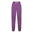 thumbnail image 5 of SYMOID Womens Purple High Waisted Striped Drawstring Pants - Loose Fit Tapered Ankles Poly Cotton Blend,Size M, 5 of 5