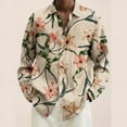 thumbnail image 3 of Camisa de hombre con estampado de flores y plantas vintage, informal, cómoda, de manga larga y botonadura sencilla, ropa de calle, blusa con solapa para hombre, 3 of 5
