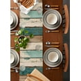 thumbnail image 2 of ERUNPONLY Texas Star Table Runner - 48 Inch Long Country Teal Brown Farmhouse Wooden Cotton and Linen Blended Dress Scarves Farmhouse Table Runner for Kitchen Dining, Coffee Table, 13" x 48", 2 of 8