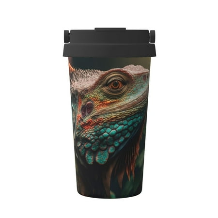 

Logiee Realistic Colorful Chameleon Print Stainless Steel Coffee Tumbler Travel Coffee Mug Insulated Coffee Mug with Lid Spill Proof Coffee Cup Portable Thermal Mug