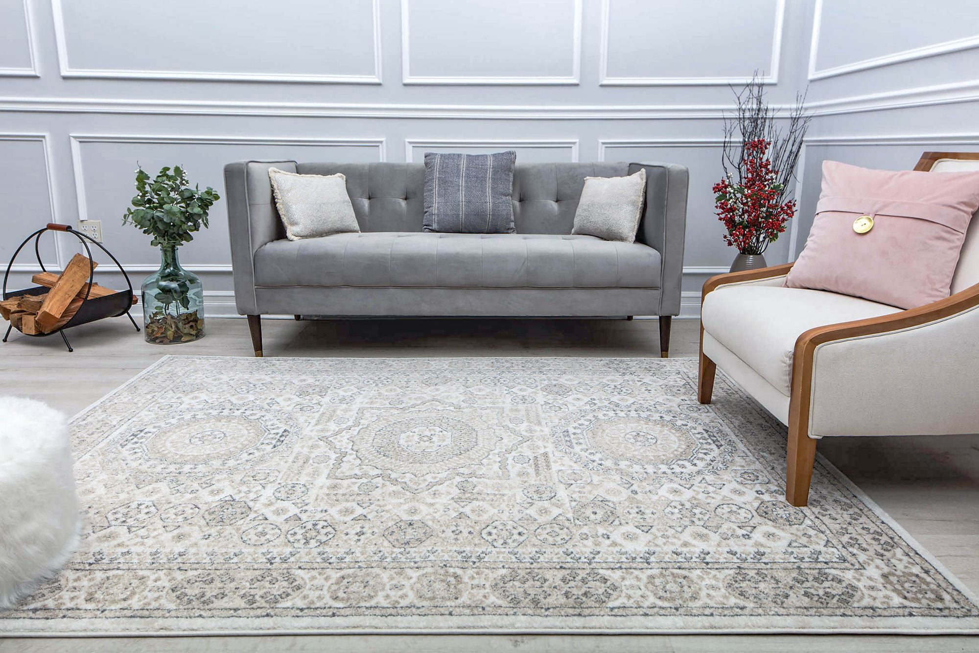 Harper HY60L Balboa Mist Abstract Vintage Beige Area Rug, 2'6" x 8'