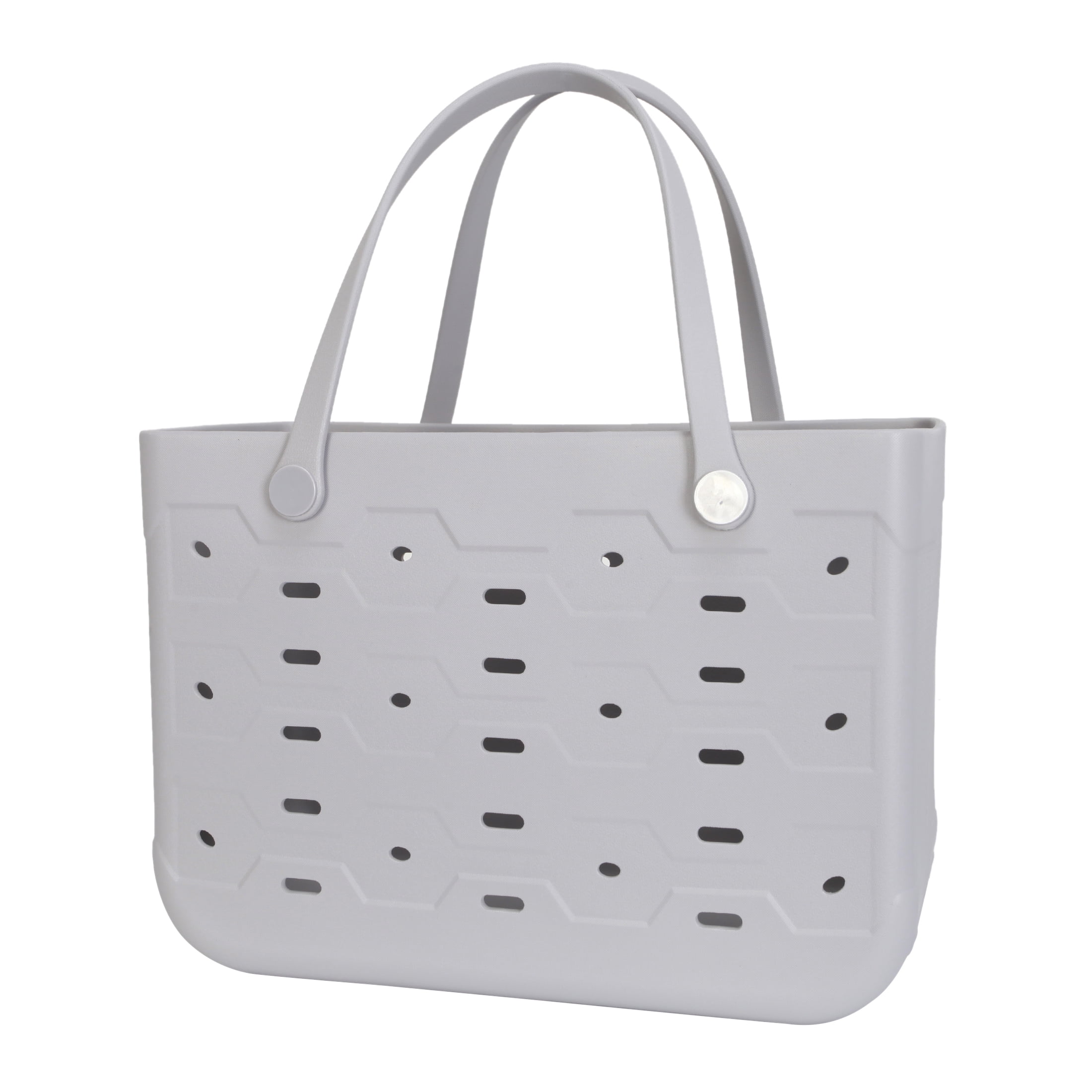 Mainstays All Purpose, Large EVA Flex Tote – 18in W x 8.75in D x 13in H – Waterproof, Washable - Soft Silver