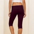 thumbnail image 4 of Women's Fold Over Capri Leggings, Sexy Low Rise Stretch Athletic Cropped Pants Lounge Yoga Bottoms, 4 of 6
