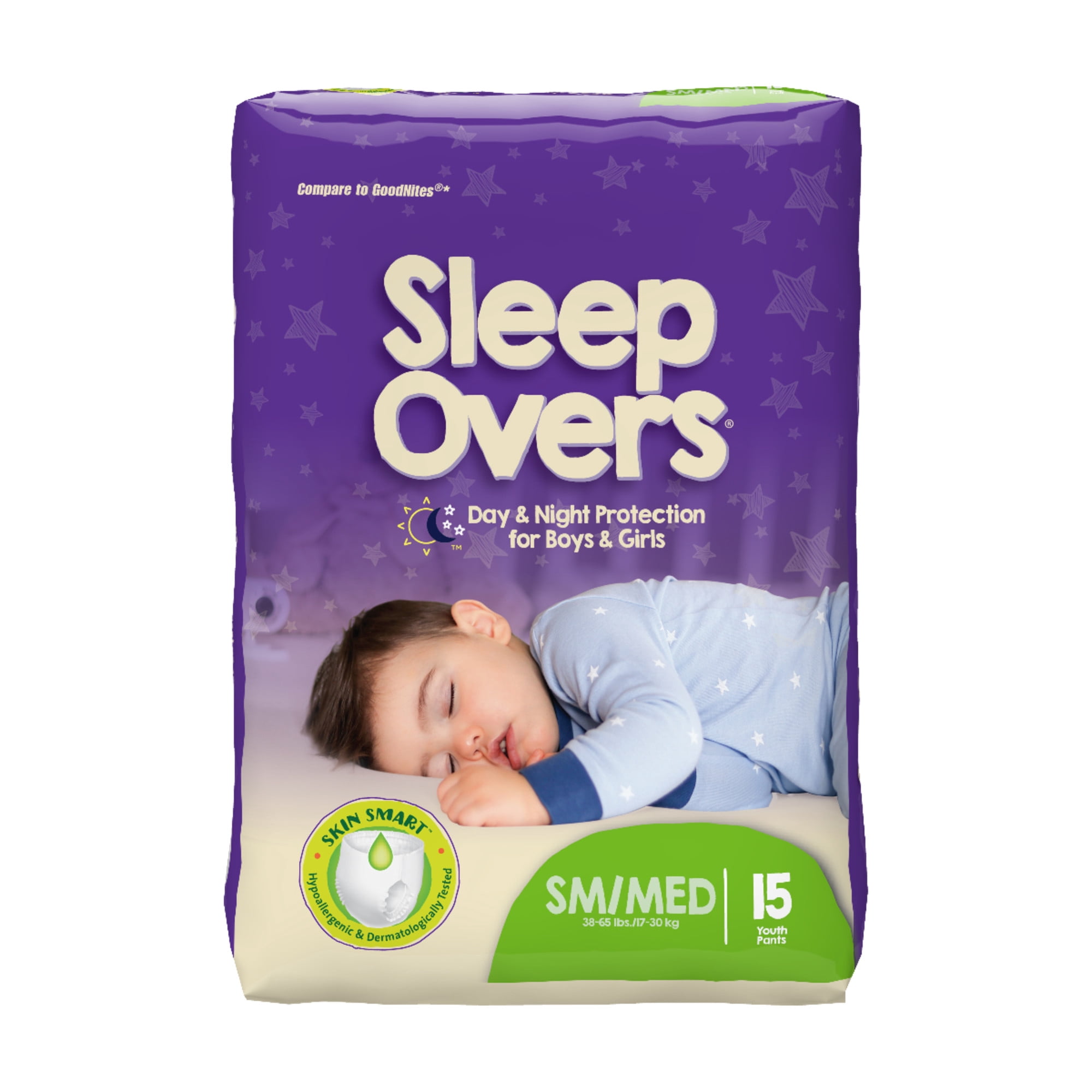 SleepOvers Small/Medium, 45 - 65 lbs, Pack of 15
