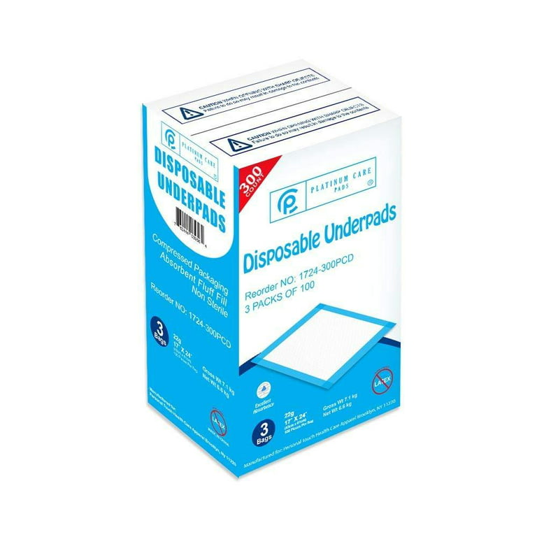 Blue Disposable Underpads 17x24 2 ply - 300/case