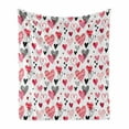thumbnail image 1 of Valentines Soft Flannel Fleece Throw Blanket, Doodle Style Hearts with Different Designs Romantic Inspirations for Art, Cozy Plush for Indoor and Outdoor Use, 70" x 90", Black Red Pink, by Ambesonne, 1 of 6