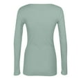 thumbnail image 6 of Resicozy Womens Long Sleeve Solid Color Crewneck Ribbed T-Shirt Fitted Casual Fashion Basic Tops Light Green S, 6 of 8