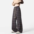 thumbnail image 4 of Mqqzkk Men's Plaid Pants Oversized ightweight Sweatpants Open Bottom Straight Leg Gym Sweatpants Pants with Pockets, 4 of 5