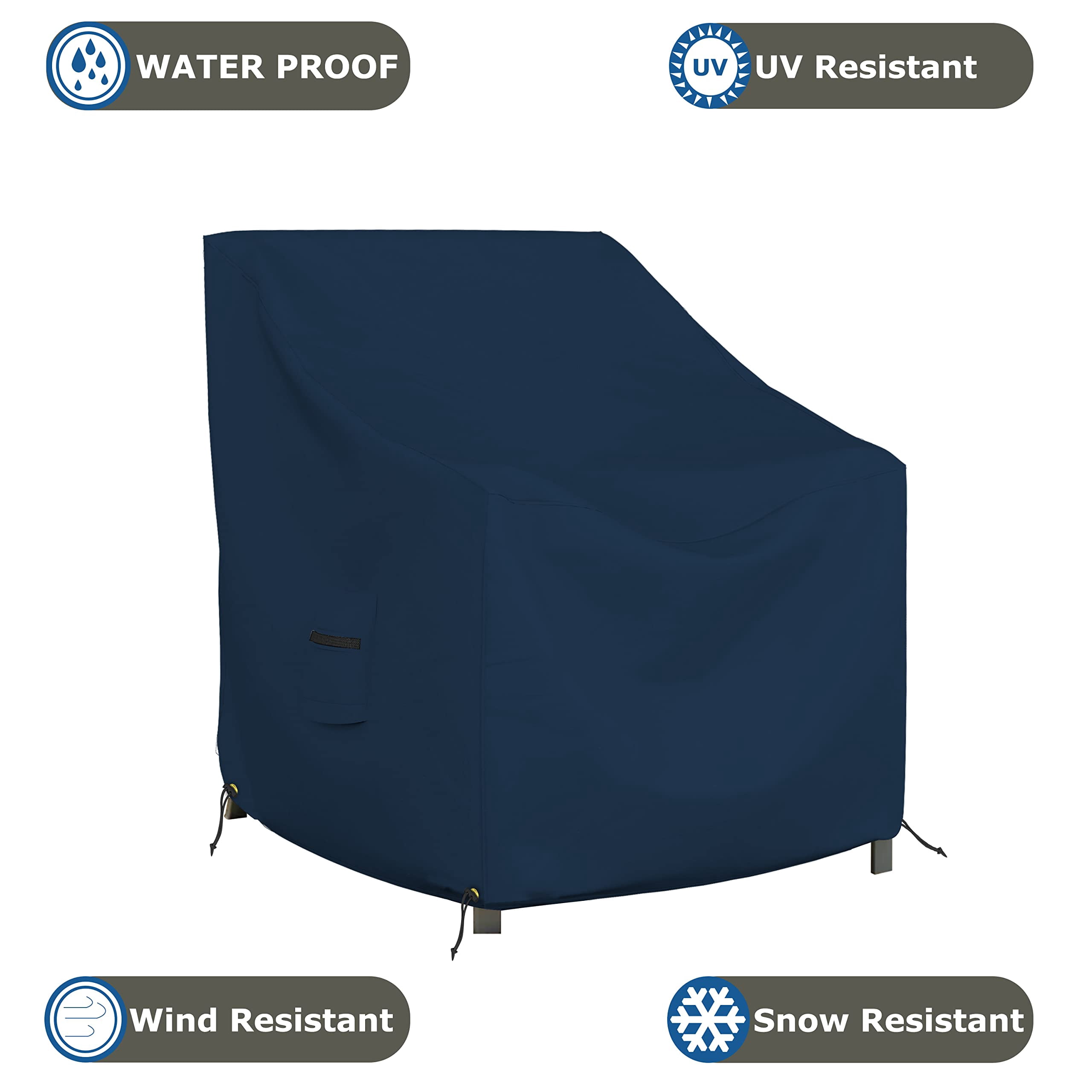 COVERS&ALL Outdoor Chair Cover, 12 Oz Waterproof UV & Weather Resistant Patio Furniture Sofa Cover for Outdoor Outside Seating Lawn Garden, with Air Vents & Drawstrings (36"W x 37"D x 36"H, Blue)