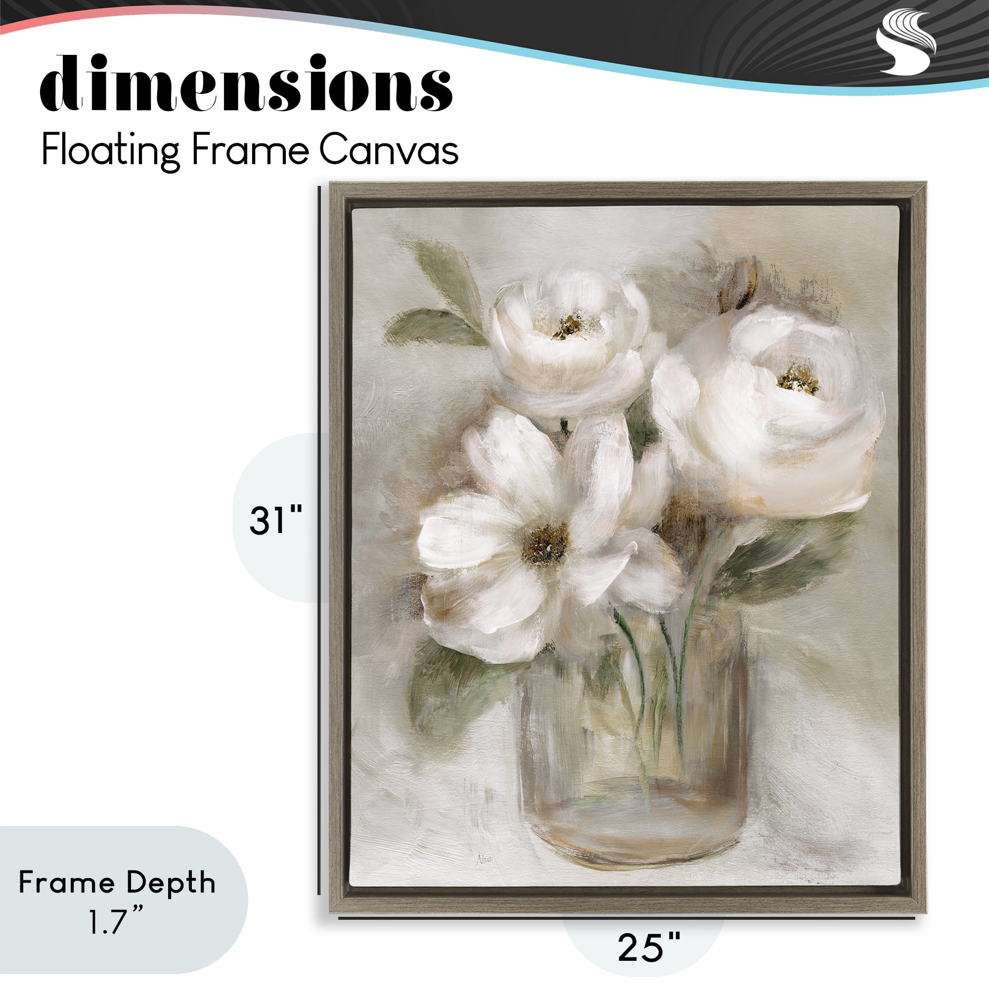 Stupell Industries Soft Brushstroke Roses Brown Framed Floater Canvas Wall Art, design by Nan