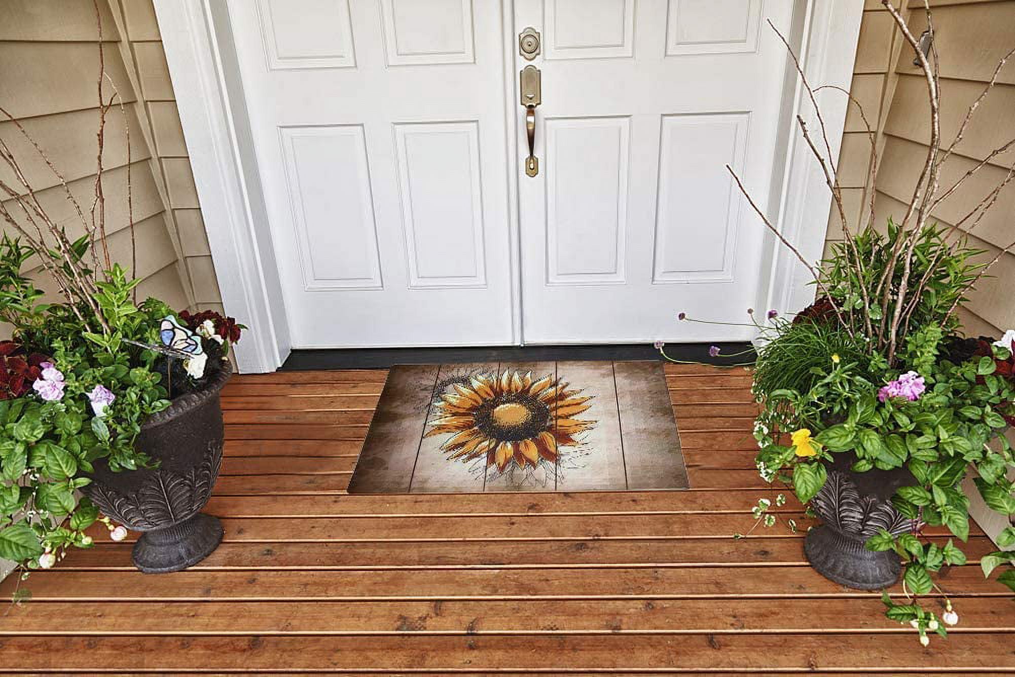 Welcome Door Mat for Entry Home Patio Garden - Decorative Fall Doormat Rubber Floor Mat Durable Autumn Entrance Rug Indoor Outdoor 29" x 17" (Rustic Sunflower)