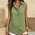 thumbnail image 5 of Otntypg Womens Sleeveless Button Down Shirts Lightweight Soft Cotton Linen Collared Tunic Blouses Trendy Solid Color Lapel V Neck Casual Work Tank Tops with Pockets, 5 of 10