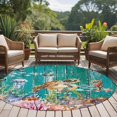 thumbnail image 4 of Turtle Coastal Round Area Rug 5Ft Washable Circle Rugs for Living Room Bedroom, Summer Beach Coral Seahorse Green Wooden Retro Non-Slip Carpet Floor Mats Indoor Outdoor Carpet Runner Home Decor, 4 of 8