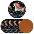 thumbnail image 2 of Unicorn Microfiber Leather Round Coasters (6PCS) - 11x11 cm/4.3x4.3 in, Elegant Drink Coasters Set for Home and Office, Absorbent Coasters for Coffee Table, Bar, and Kitchen Décor, 2 of 6
