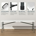 thumbnail image 3 of Hommoo 6ft Plastic Folding Table, Indoor Outdoor Portable Picnic Table for Home Office Party Picnic, with Lock, White, 3 of 7