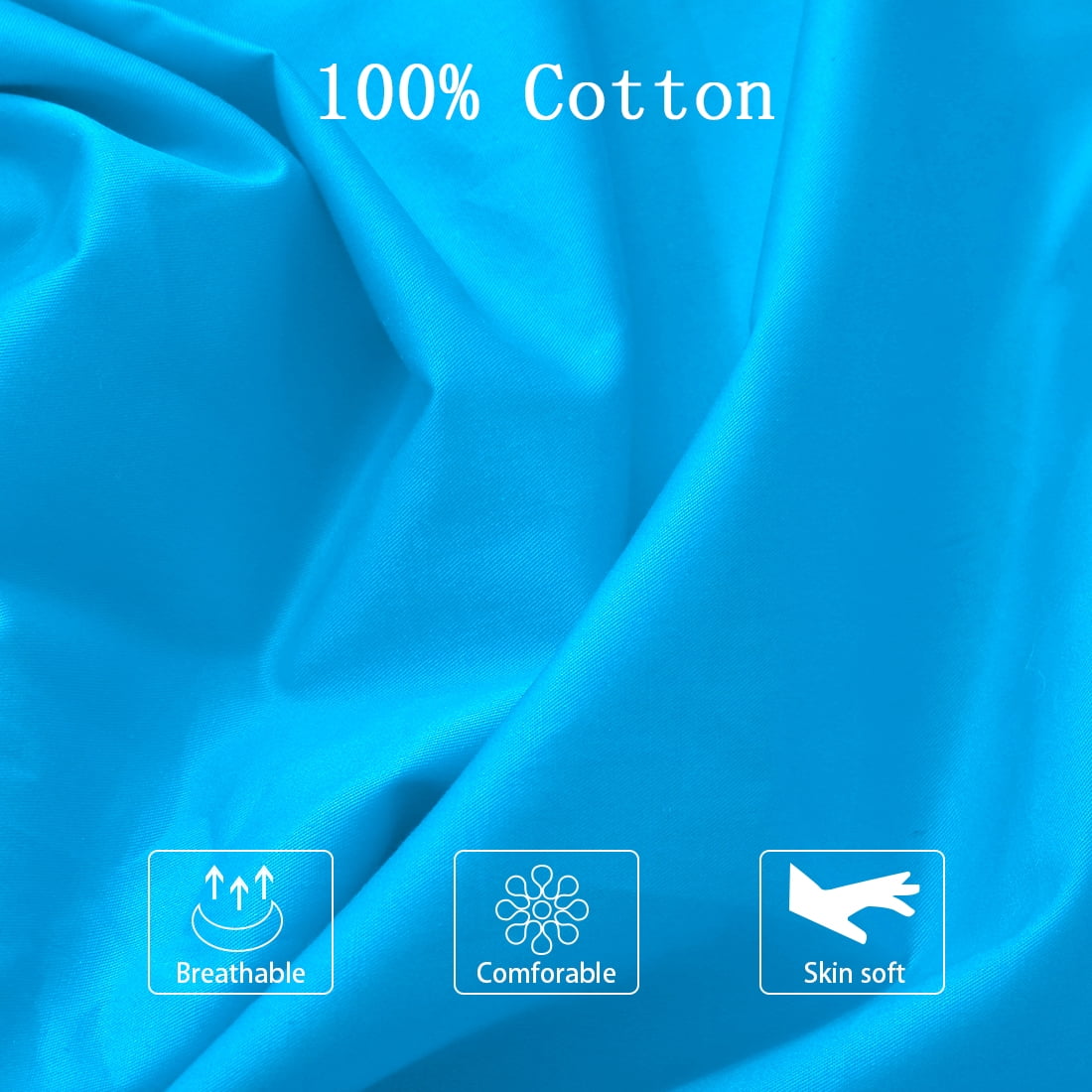 Unique Bargains Cotton Zippered Body Pillowcase Pillow Cover Blue 20" x 54"