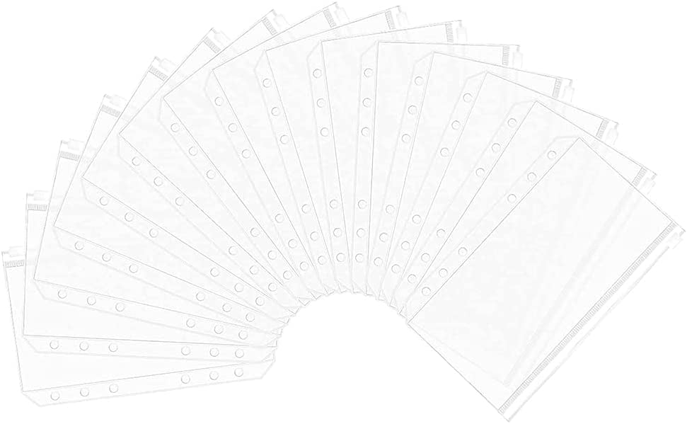 Garta 60 Pieces A6 Size 6 Holes Binder Pockets Translucent Clear PVC