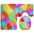 thumbnail image 1 of ABPHQTO Piedras de colores Juego de alfombras de baño de 3 piezas Alfombra de baño Alfombra de contorno y tapa de inodoro, 1 of 2
