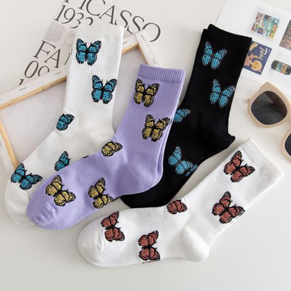 Skateboard Socks Middle Tube Socks Cotton Socks Butterfly Streetwear Harajuku 
