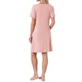 thumbnail image 3 of INSPIRE CHIC Womens Nightgowns Lace Trim Round Neck Stretchy Short Sleeve Sleepwear Night Shirts Soft Sleep Pajama Dress L Pink, 3 of 6