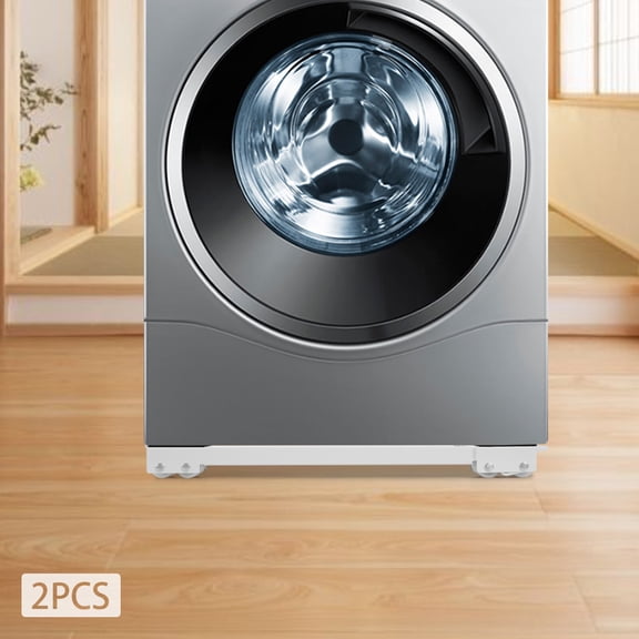 1 Pieces White Washing Machine Base Stand, Adjustable Length Washing Machine Base Stand, Appliance Rollers, Total Load-bearing Capacity: 200kg/440.92lbs