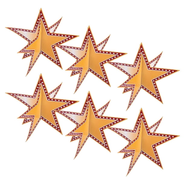 3D Gold Star Centerpieces for Party Decor Elegant Multi Paper Stars for Event Tables 6pcs