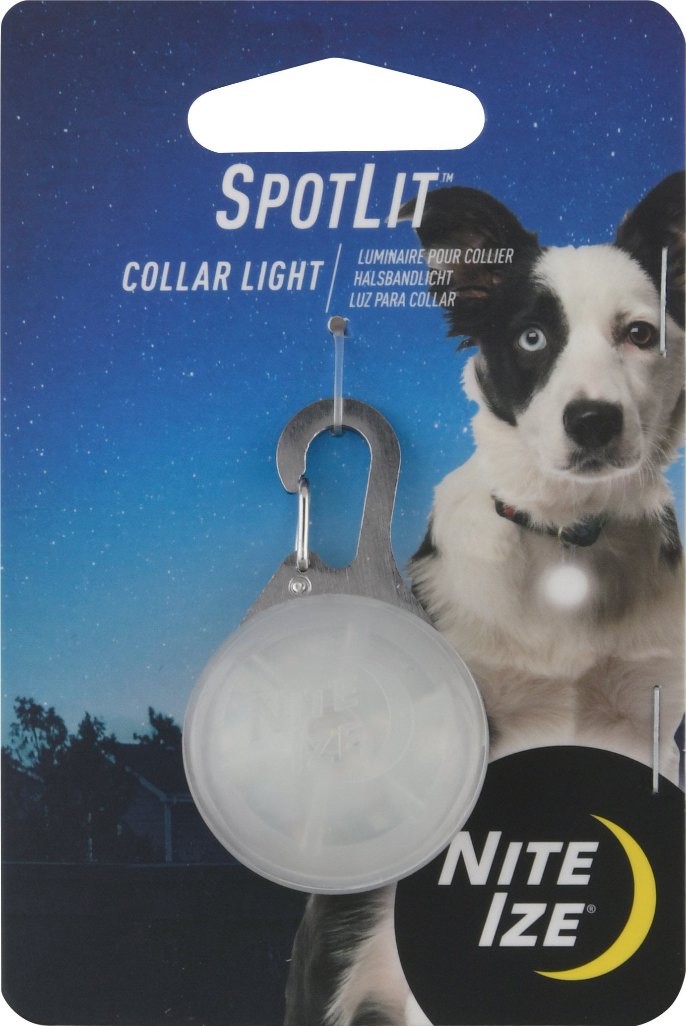 NITE IZE PET LIT WHITE LED LIGHT DOG COLLAR TAG JEWEL DESIGN PCL-03-10 