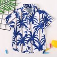 thumbnail image 2 of Virmaxy Toddler Boys Summer Trendy T-shirt Toddler Baby Boys Fashion Short Sleeve Blouse with Pocket Tropical Seaside Print Retro Shirt Lapel Collar Button Open Front Tops Blue-B 4T, 2 of 8