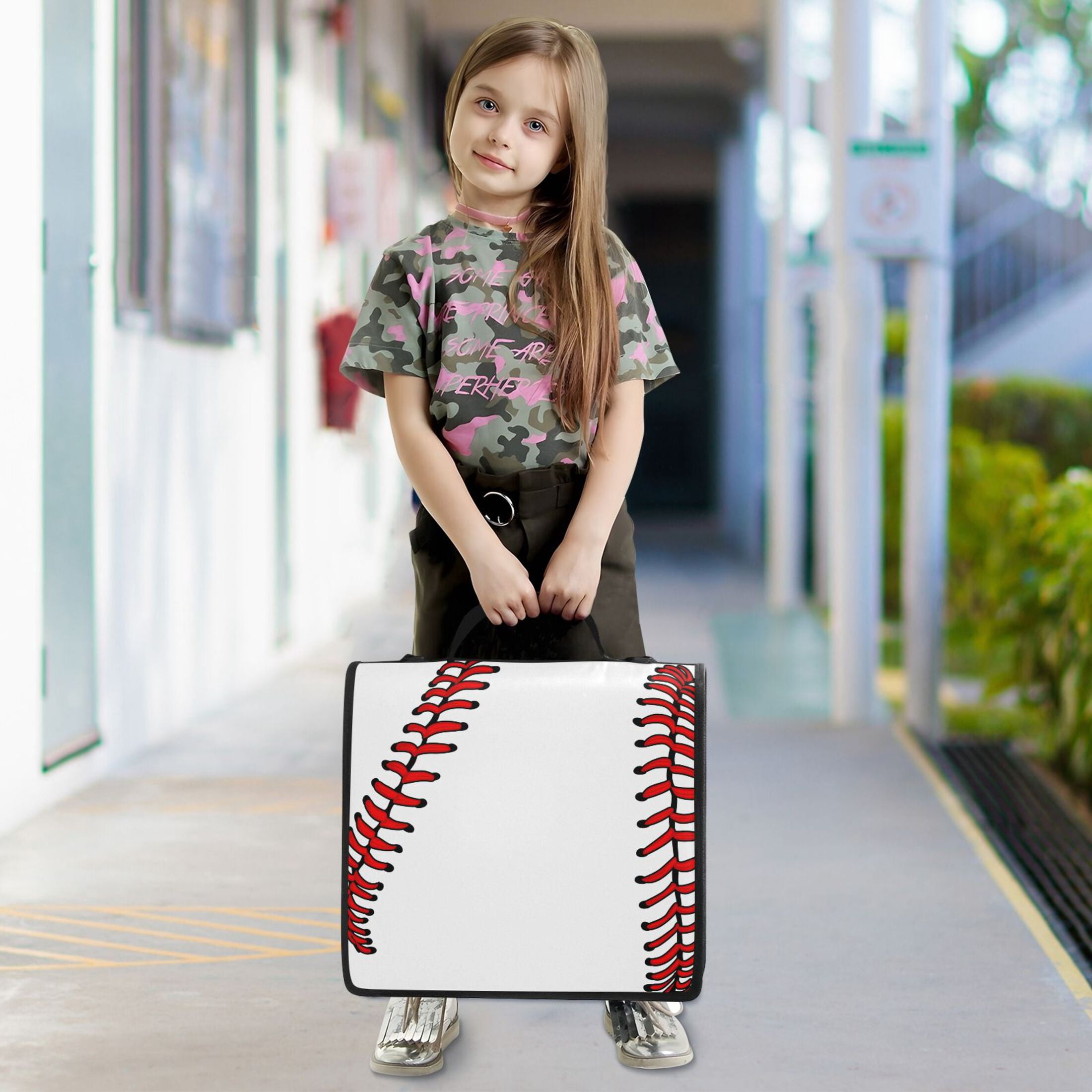 ALAZA Zipper Binder Baseball White 3 Ring Trapper Keeper File Folder Organizer Bag